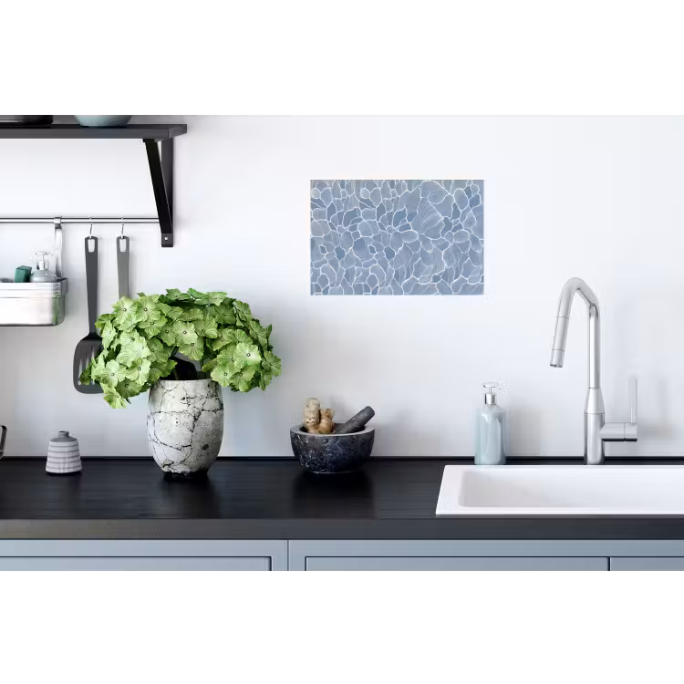 Abstract - Blauw - Bladeren Muursticker klein -keuken