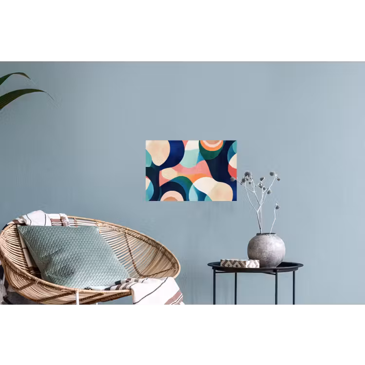 Abstract - Blauw - Roze Muursticker klein -plant