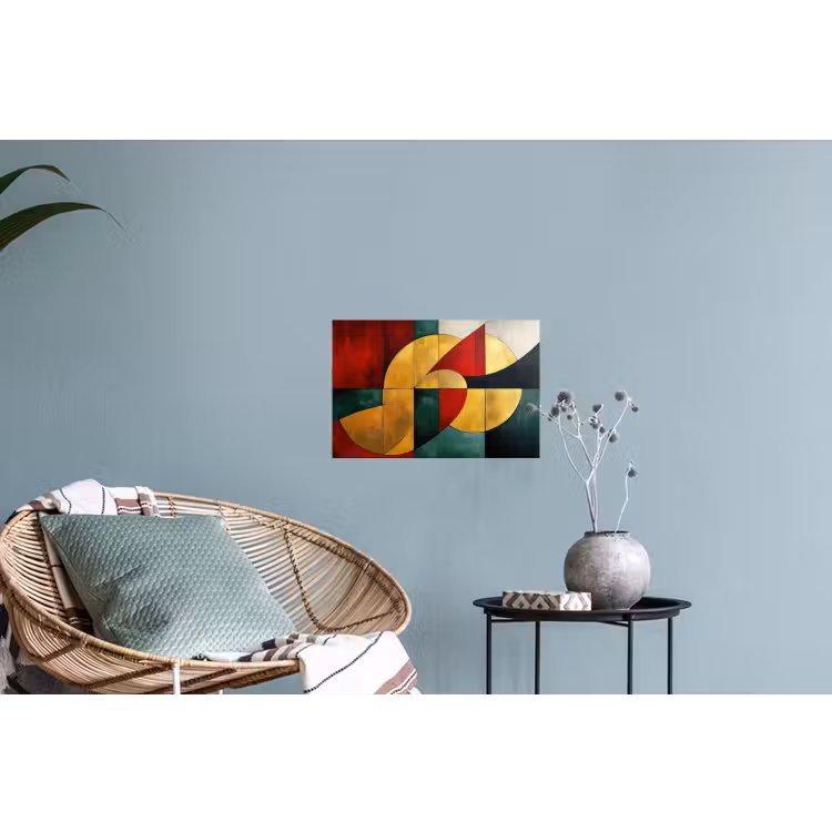 Abstract - Kerst - Goud - Rood - Groen Muursticker klein -plant