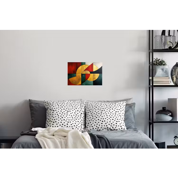Abstract - Kerst - Goud - Rood - Groen Muursticker klein -slaapkamer
