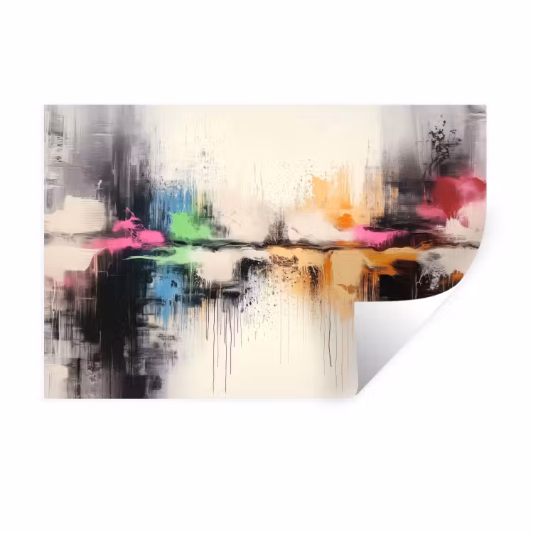 Abstract - Kleurexplosie - Landschap Muursticker klein -3d