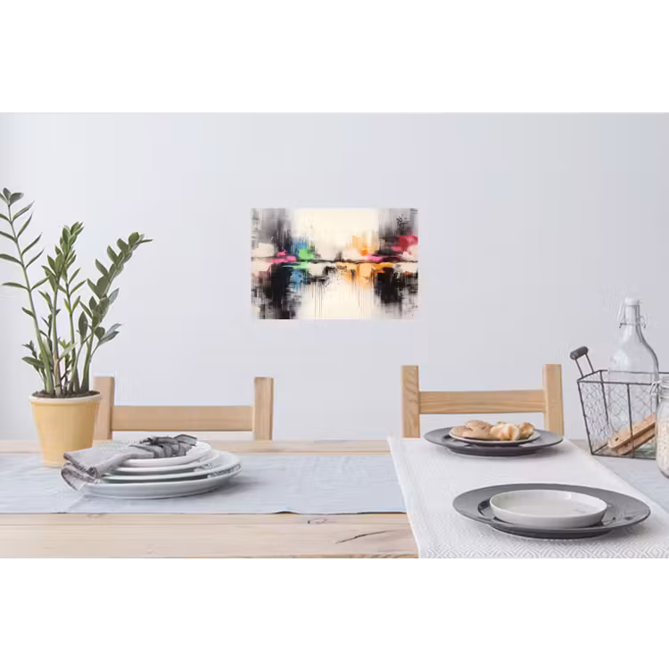 Abstract - Kleurexplosie - Landschap Muursticker klein -eettafel