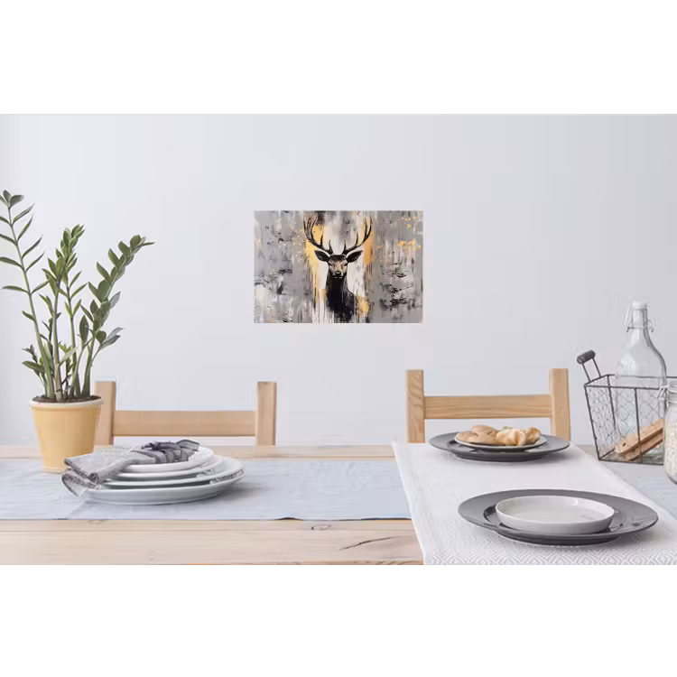 Abstract - Hert - Gewei - Goud Muursticker klein -eettafel