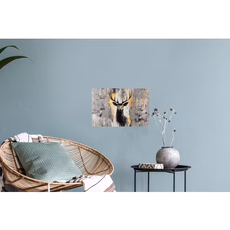 Abstract - Hert - Gewei - Goud Muursticker klein -plant