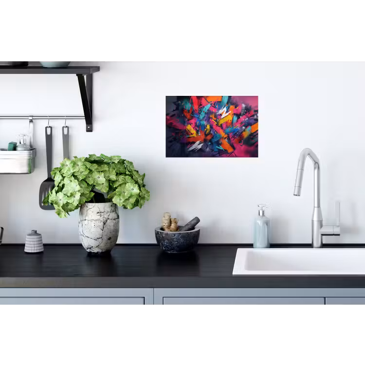 Abstract - Explosie - Neonkleuren Muursticker klein -keuken