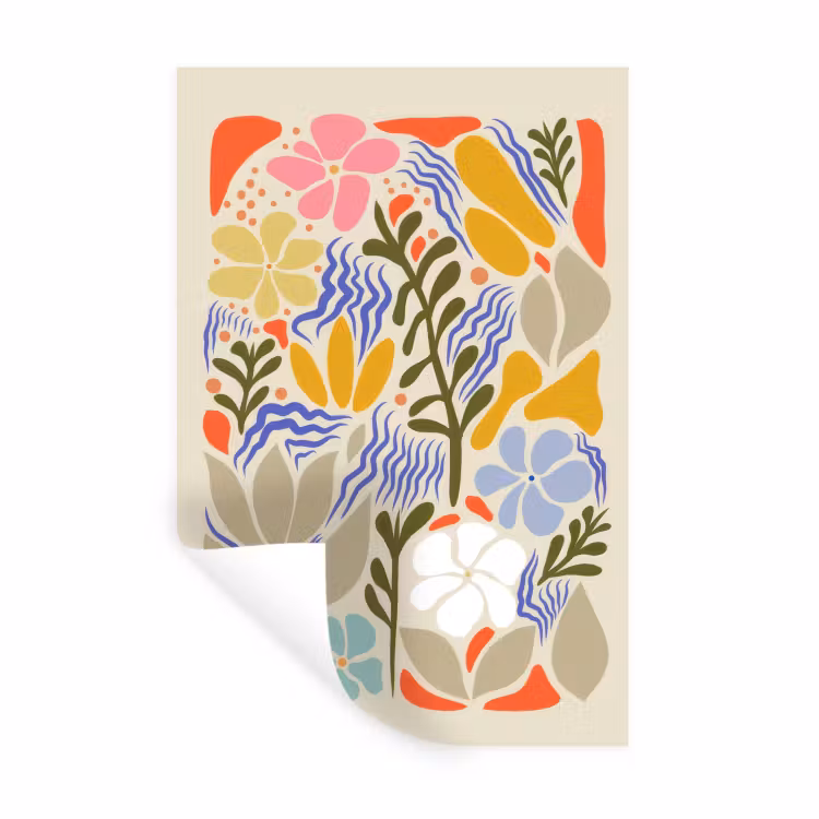 Abstract - Bloemen - Bladeren Muursticker klein -3d
