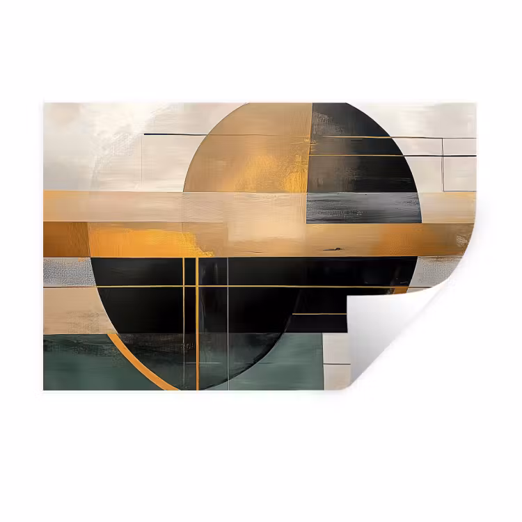 Abstract - Goud - Brons - Groen - Vormen - Modern Muursticker klein -3d