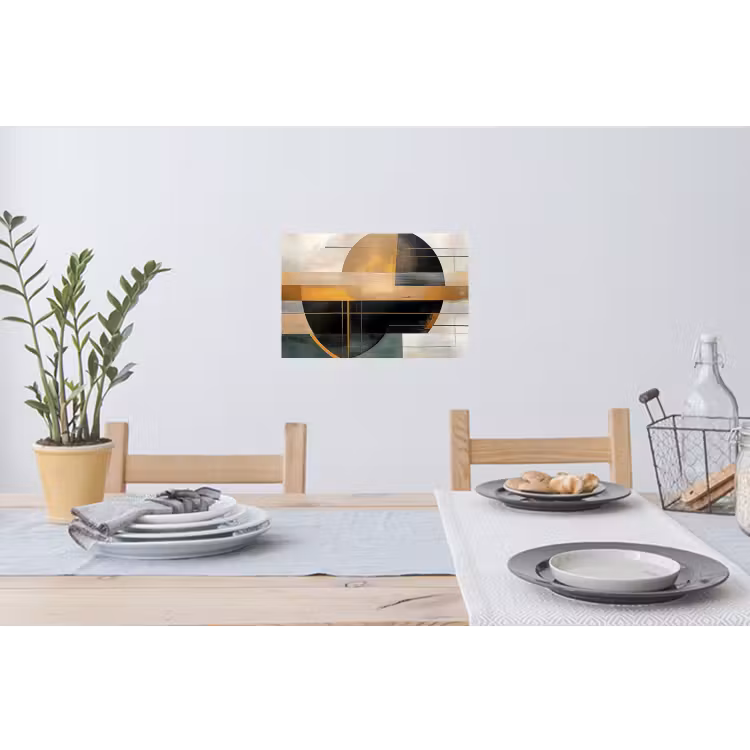 Abstract - Goud - Brons - Groen - Vormen - Modern Muursticker klein -eettafel