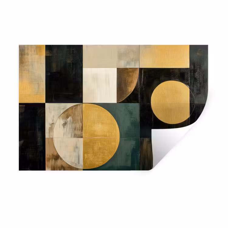Abstract - Goud - Brons - Vormen - Geometrisch Muursticker klein -3d