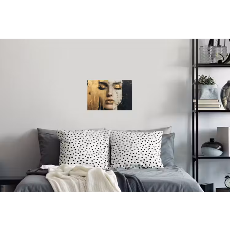 Abstract - Goud - Gezicht - Lippen Muursticker klein -slaapkamer