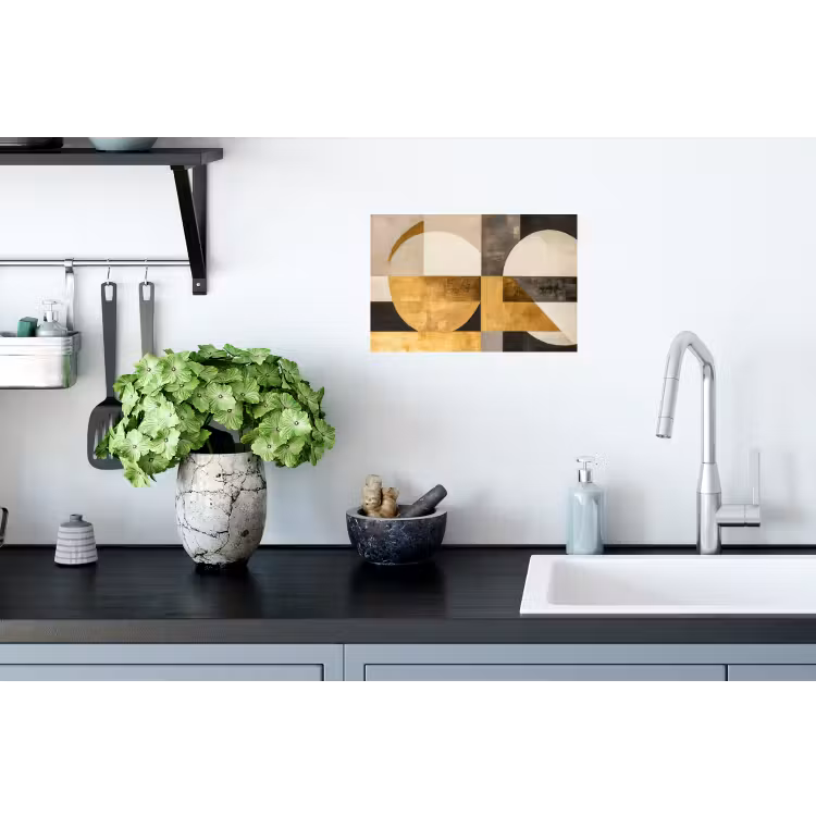 Abstract - Goud - Grijs - Vormen - Geometrisch Muursticker klein -keuken