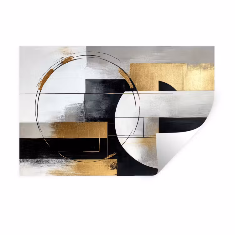 Abstract - Goud - Zilver - Vormen - Aesthetic Muursticker klein -3d