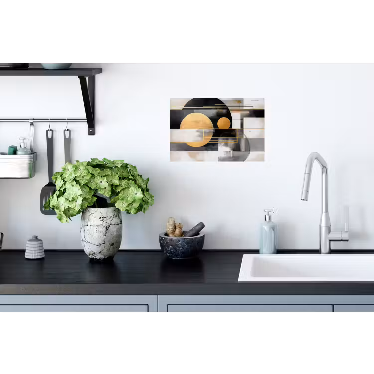 Abstract - Goud - Zilver - Vormen - Aesthetic - Modern Muursticker klein -keuken