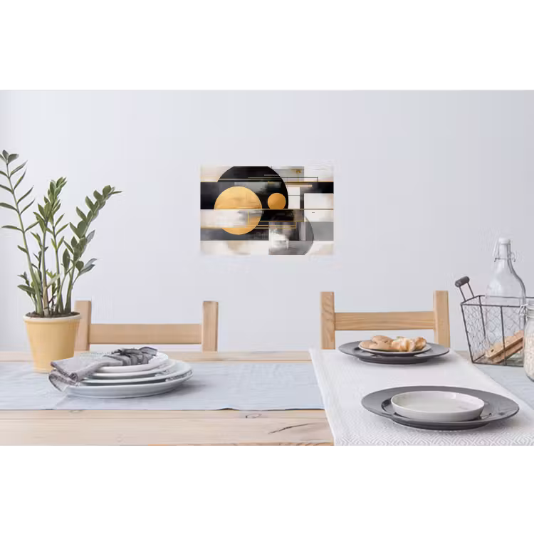Abstract - Goud - Zilver - Vormen - Aesthetic - Modern Muursticker klein -eettafel