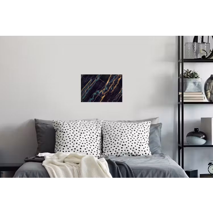 Abstract - Gouden lijnen - Kunst - Modern - Zwart Muursticker klein -slaapkamer