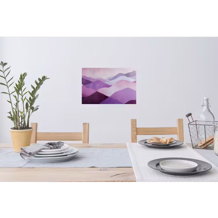 Abstract - Heuvels - Landschap - Paars Muursticker klein -eettafel