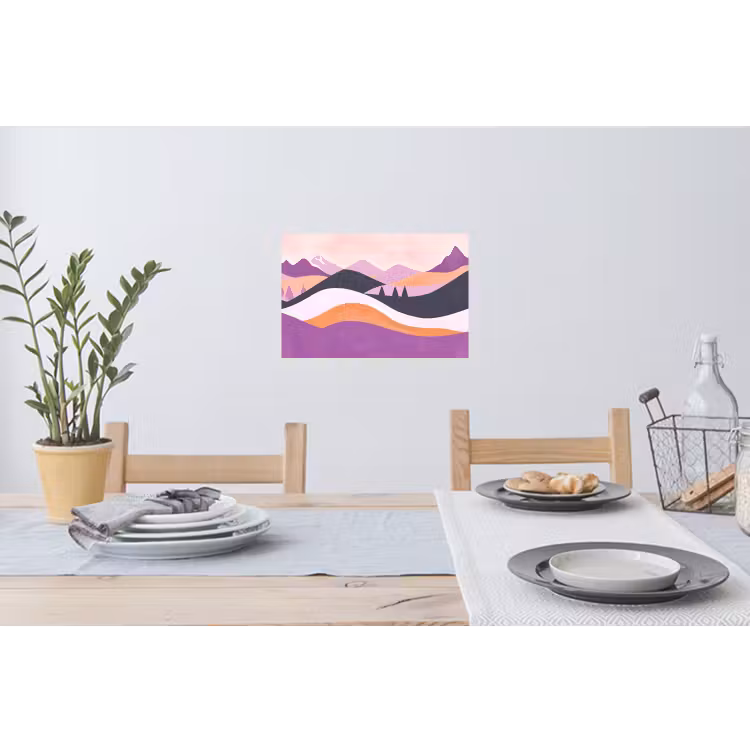 Abstract - Heuvels - Bomen - Groen Muursticker klein -eettafel