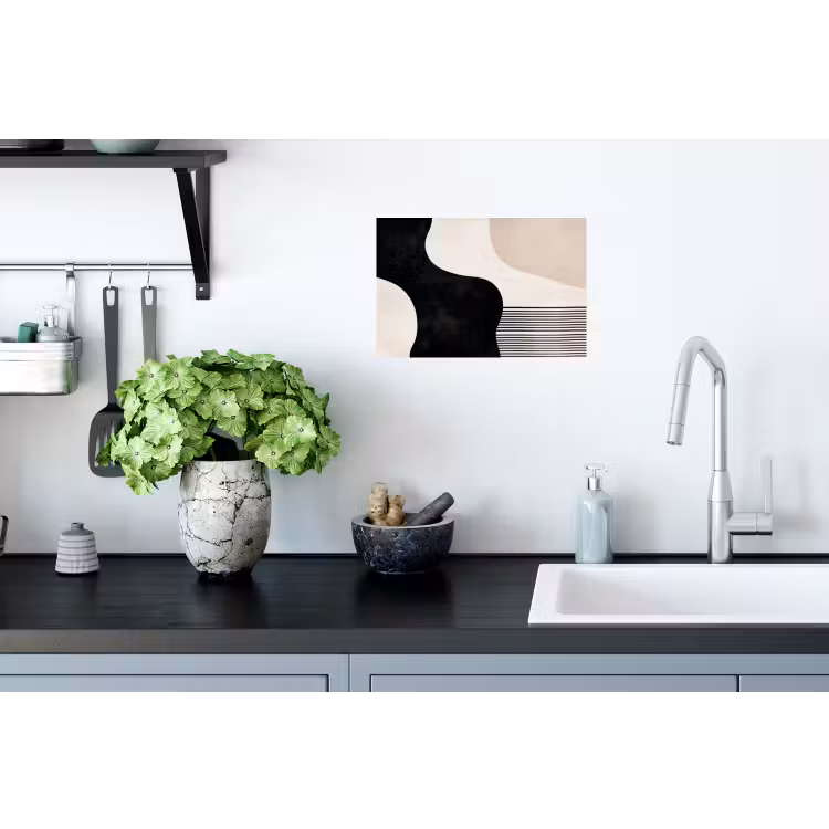 Abstract - Japandi - Beige - Modern Muursticker klein -keuken