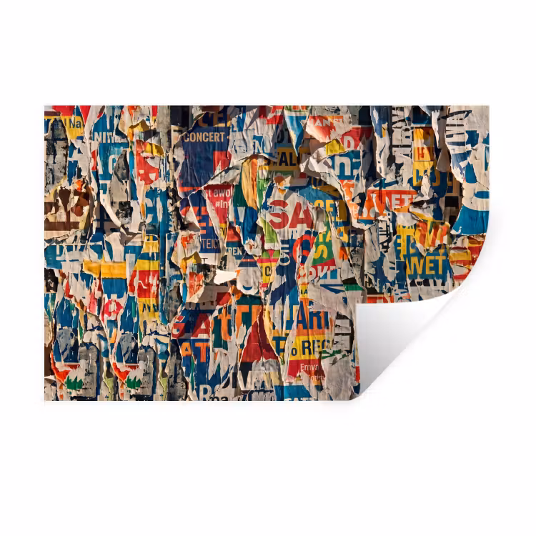 Abstract - Gelaagd papier - Urban - Modern - Kleurrijk Muursticker klein -3d