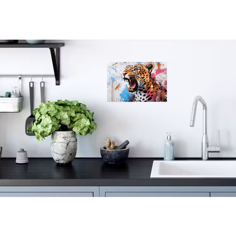 Abstract - Luipaard - Kleurrijk Muursticker klein -keuken