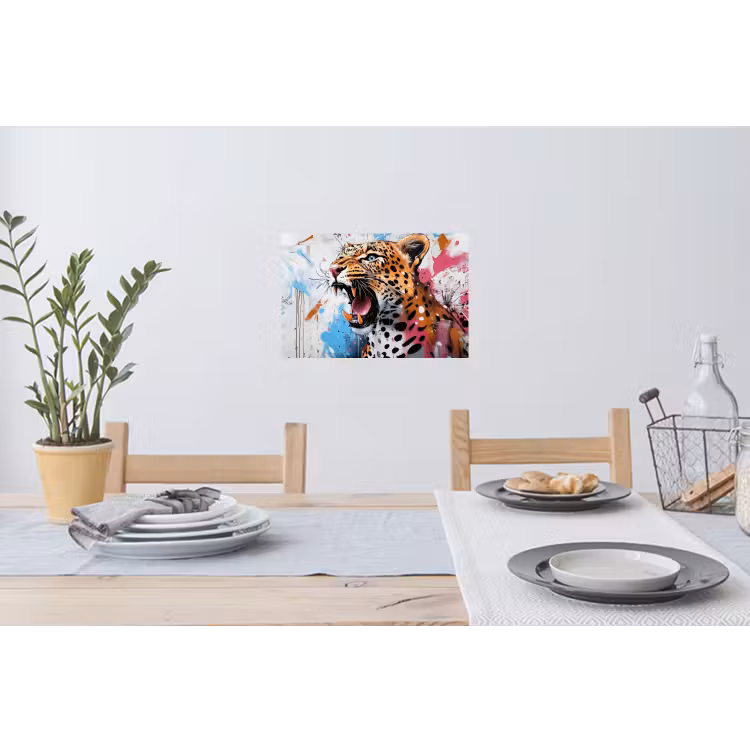 Abstract - Luipaard - Kleurrijk Muursticker klein -eettafel