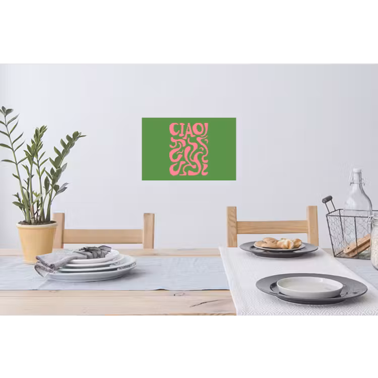 Abstract - Roze - Ciao - Vormen Muursticker klein -eettafel