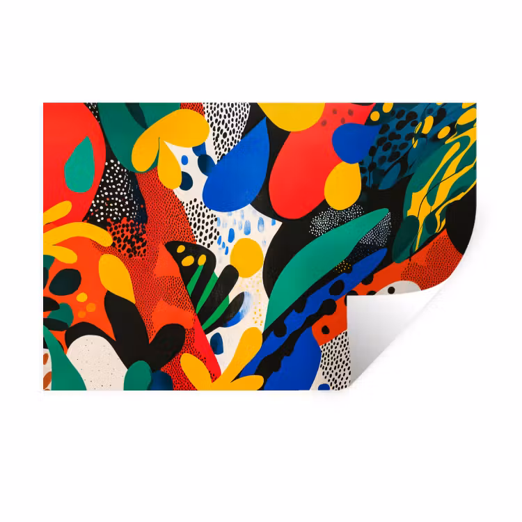 Abstract - Planten - Vormen - Kleurrijk Muursticker klein -3d