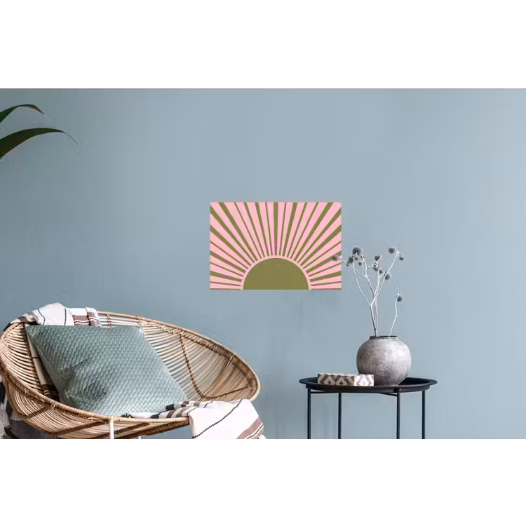 Abstract - Stralen - Grafisch - Roze - Groen Muursticker klein -plant