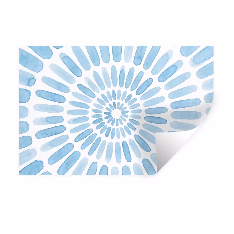 Abstract - Vormen - Kunst - Aquarel - Blauw Muursticker klein -3d