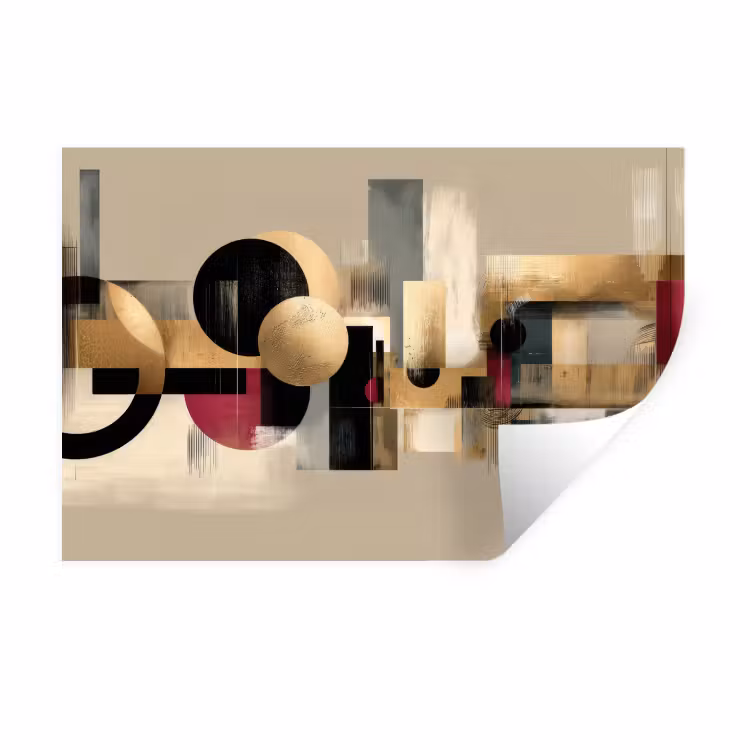 Abstract - Vormen - Beige - Texturen Muursticker klein -3d