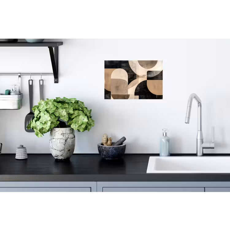 Abstract - Vormen - Modern - Beige Muursticker klein -keuken
