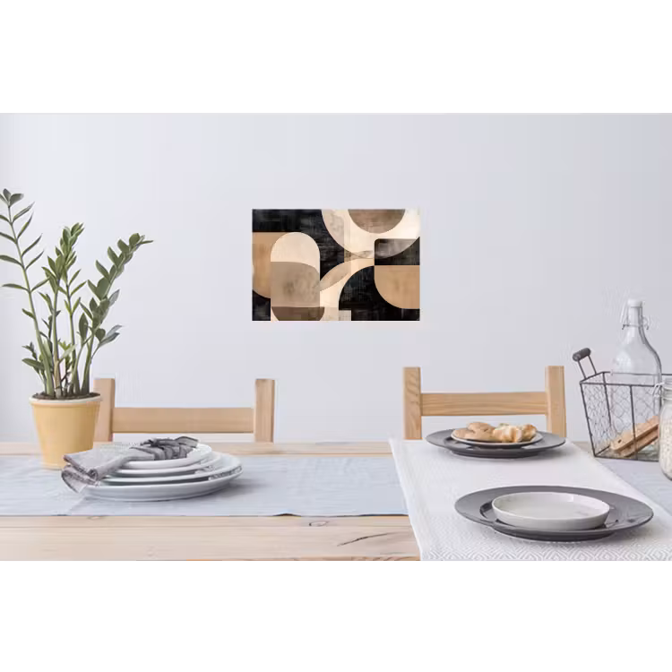 Abstract - Vormen - Modern - Beige Muursticker klein -eettafel