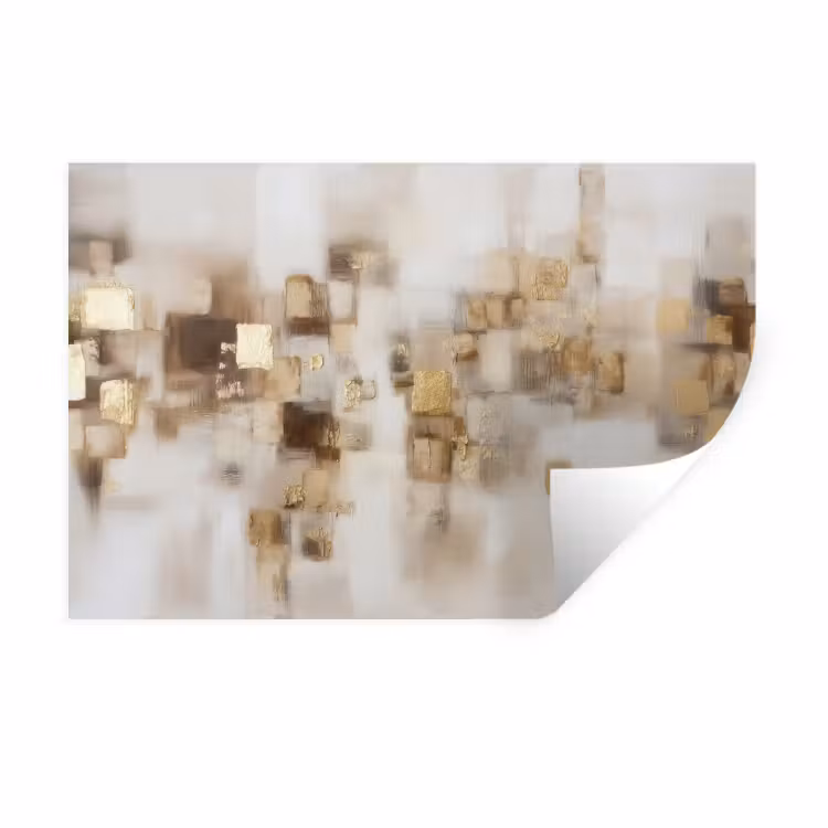 Abstracte vierkanten - Aardetonen - Mistig Muursticker klein -3d