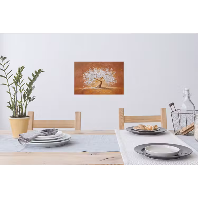 Abstract - Boom - Wit - Bladeren Muursticker klein -eettafel