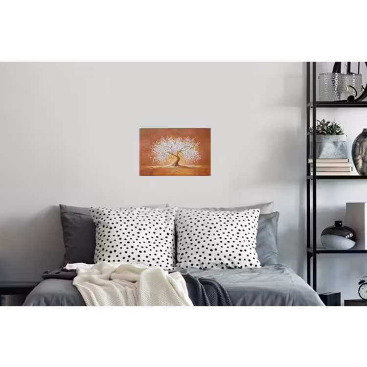 Abstract - Boom - Wit - Bladeren Muursticker klein -slaapkamer