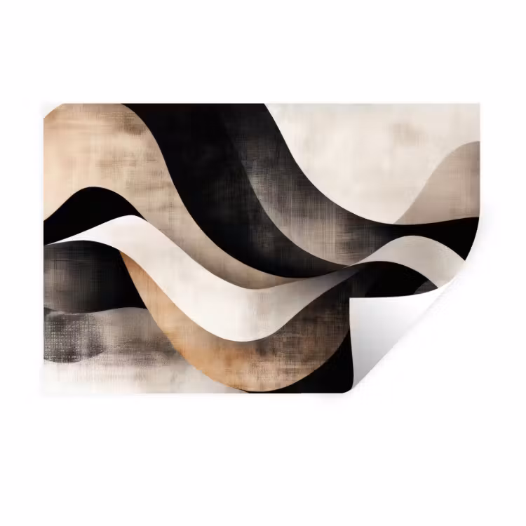 Abstract - Golven - Zwart - Verweerd Muursticker klein -3d