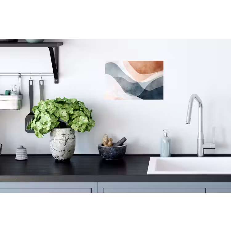 Abstract - Golven - Blauw Muursticker klein -keuken