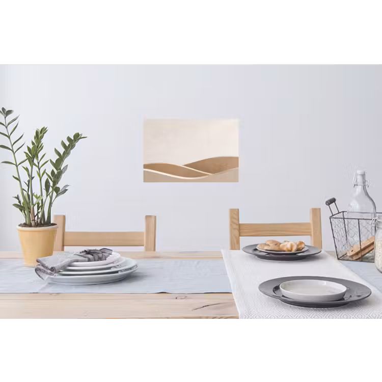 Abstract - Golven - Modern - Beige Muursticker klein -eettafel