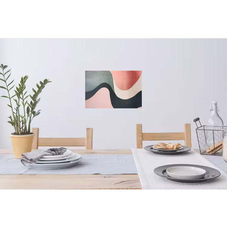 Abstract - Golven - Sierlijk - Roze Muursticker klein -eettafel