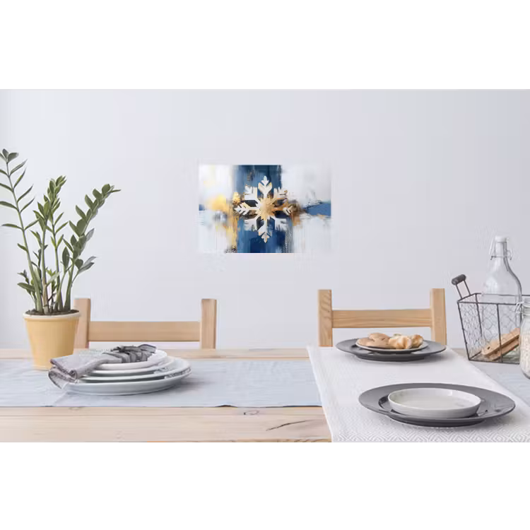 Abstract - Winter - Sneeuwvlok - Sneeuw - Goud Muursticker klein -eettafel