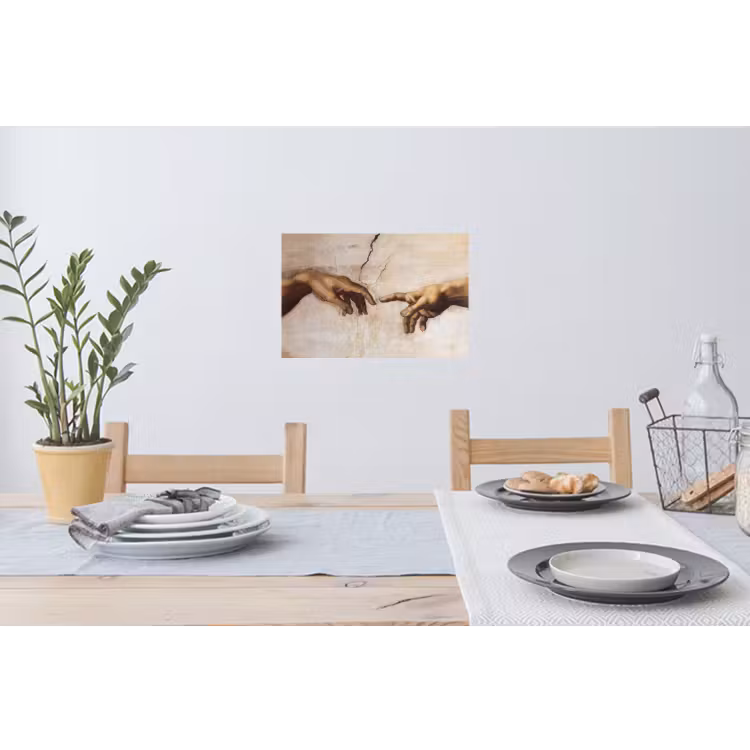 Adam - Michelangelo - Schilderij - Creation of Adam Muursticker klein -eettafel