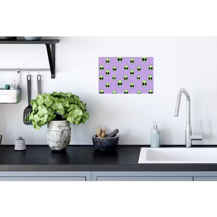Alien - Retro - Lila Muursticker klein 286 -keuken