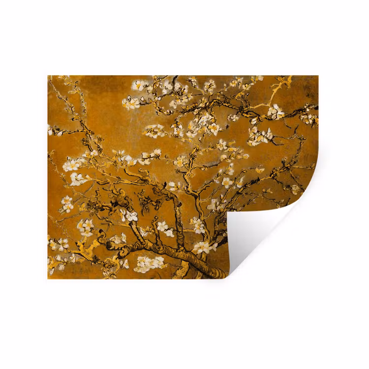 Amandelbloesem - Vincent van Gogh - Goud Muursticker klein -3d