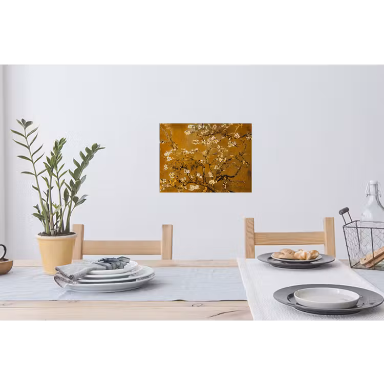 Amandelbloesem - Vincent van Gogh - Goud Muursticker klein -eettafel