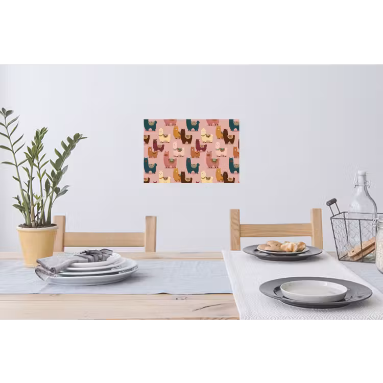 Alpaca's - Patroon - Kleurrijk Muursticker klein 286 -eettafel