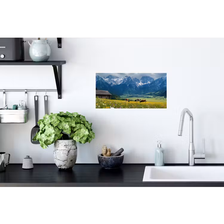 Alpen - Weide - Bergen - Koeien Muursticker klein -keuken