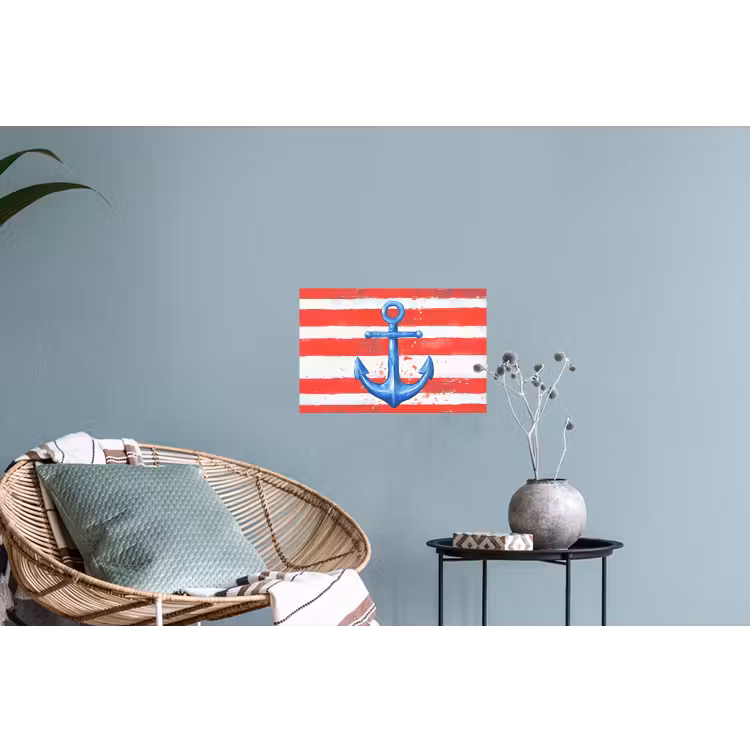 Anker - Verfspatten - Rood - Blauw Muursticker klein -plant