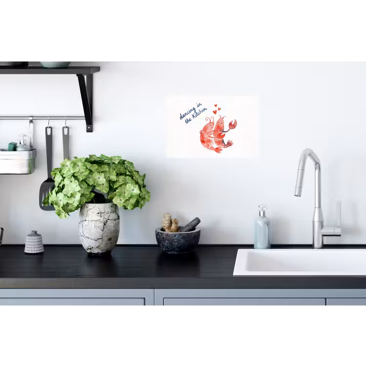 Dier - Dans - Liefde - Waterverf - Rood Muursticker klein -keuken