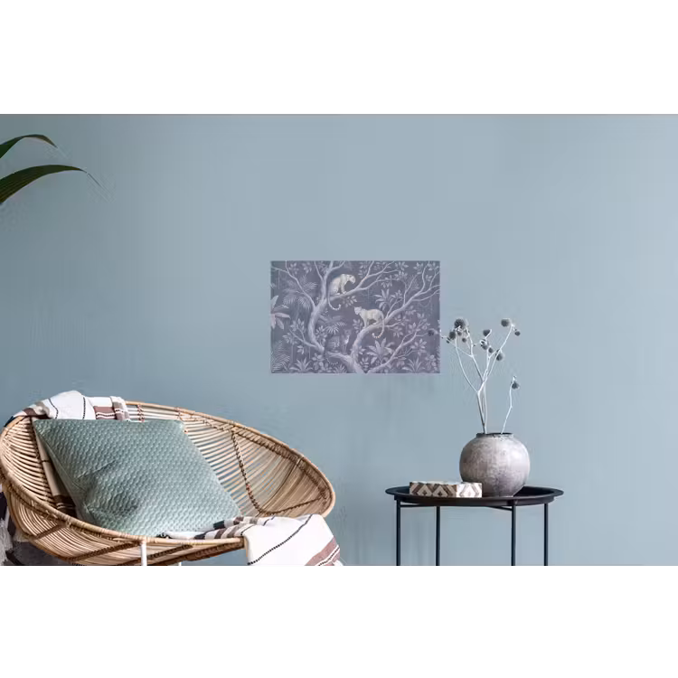 Dieren - Jungle - Illustratie - Bomen - Blauw Muursticker klein -plant