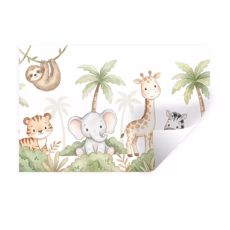 Dieren - Jungle - Pastel Muursticker klein -3d